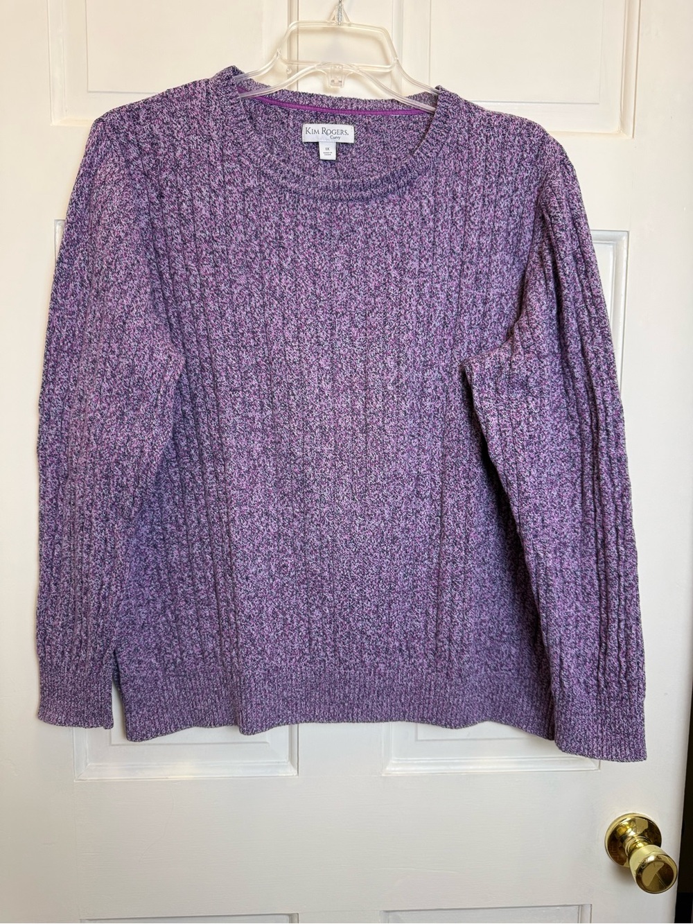 Kim Rogers Lavender Cable Crewneck Sweater
